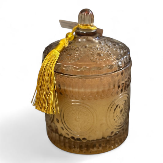 Candela in Cera di Paraffina Profumata con Vasetto in Vetro e Coperchio