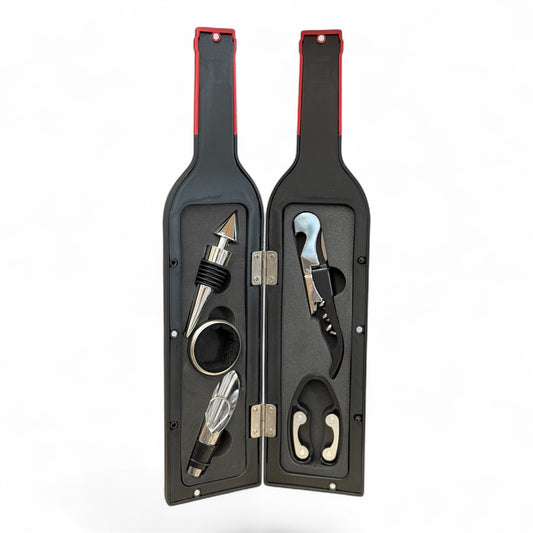 Set Sommelier 5 Accessori in Cofanetto a Forma di Bottiglia