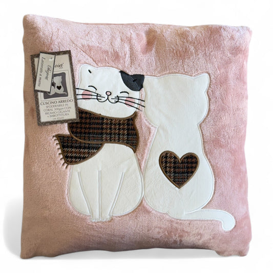 Cuscino Arredo Lilly in Coral Sfoderabile 45x45 con Imbottitura