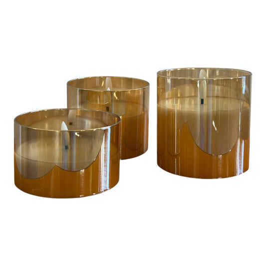 Set 3 Candele Led Cilindro con Vasetto in Vetro