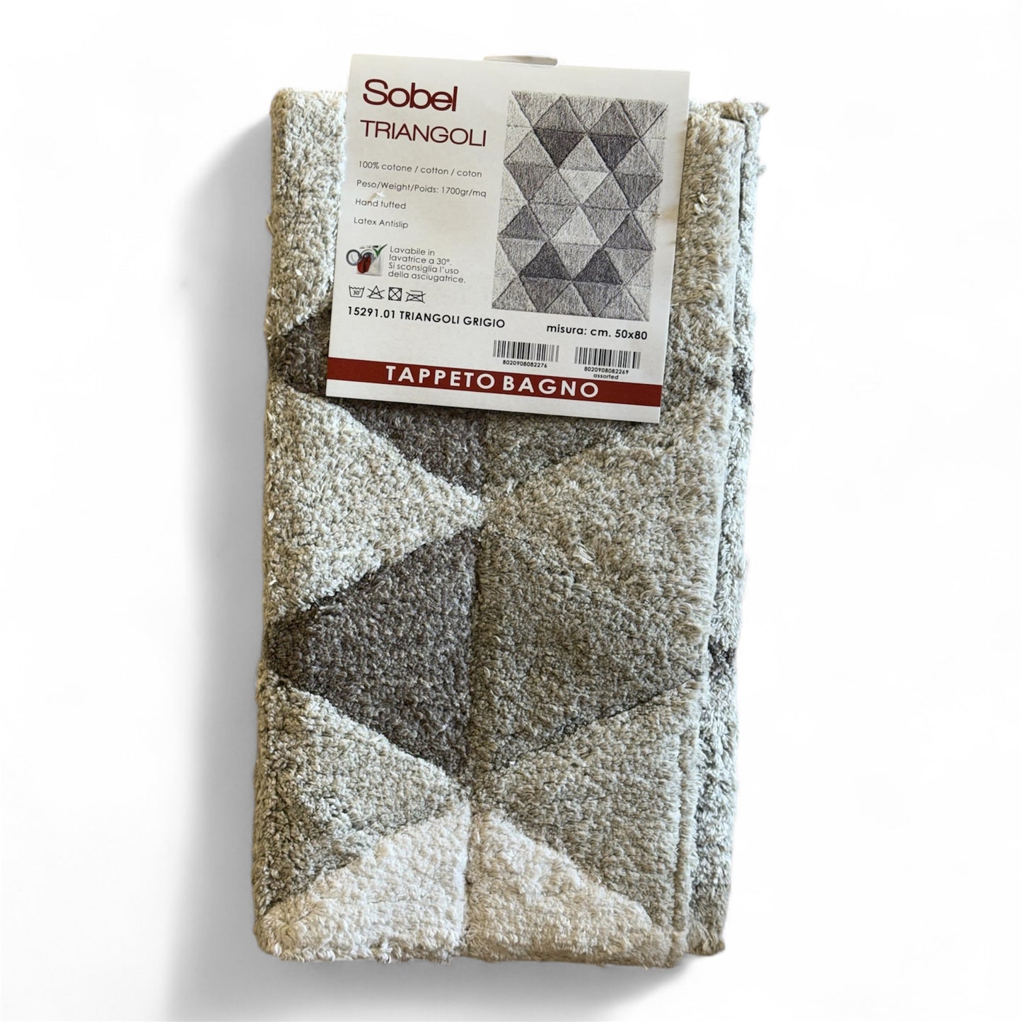 Tappeto Bagno Sobel Zen Triangolo 50x80 100% Cotone Disegnato in Italia