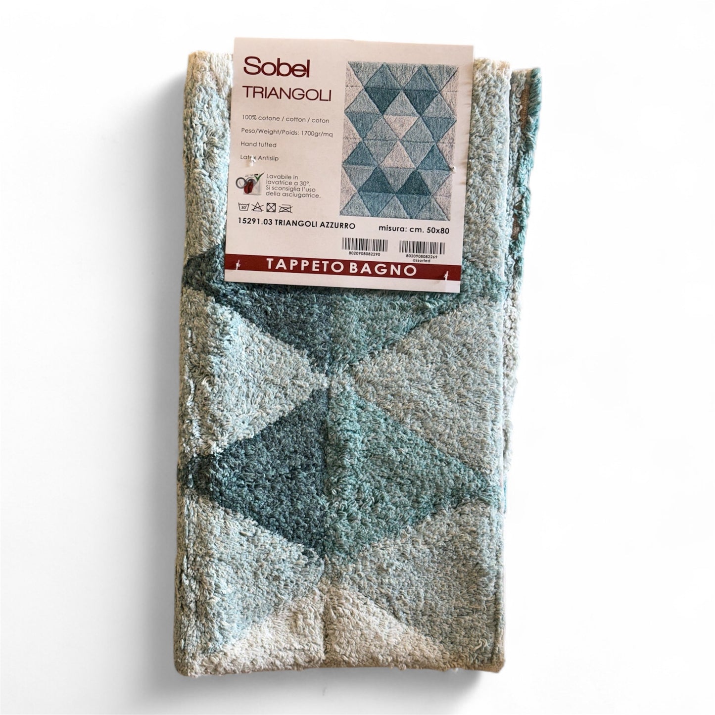 Tappeto Bagno Sobel Zen Triangolo 50x80 100% Cotone Disegnato in Italia