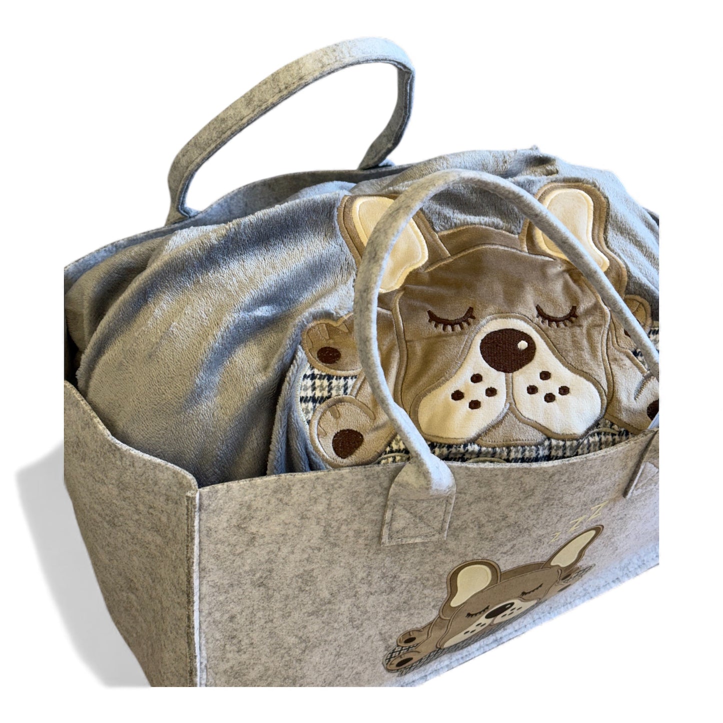 Plaid Lucy Ricamato 210x230 con Borsetta in Feltro - Flannel Morbido - Angel's