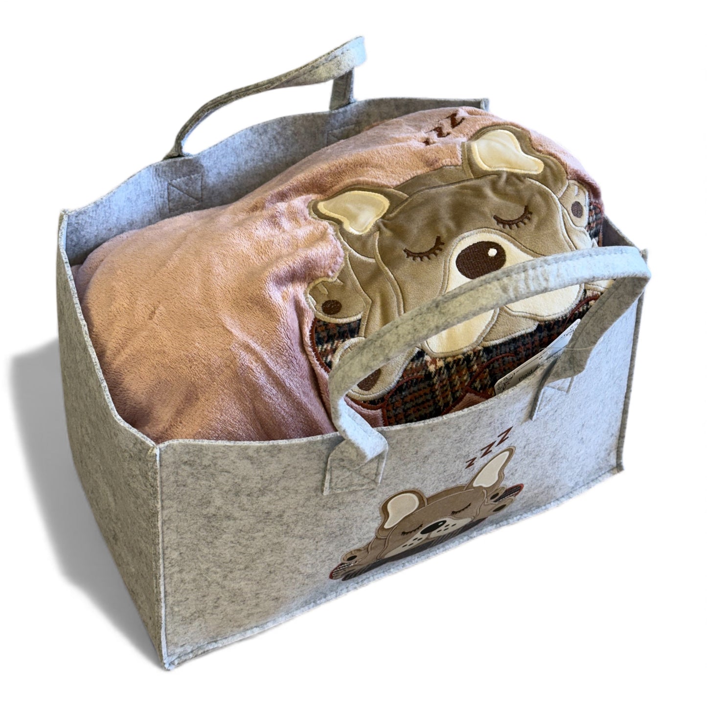 Plaid Lucy Ricamato 210x230 con Borsetta in Feltro - Flannel Morbido - Angel's