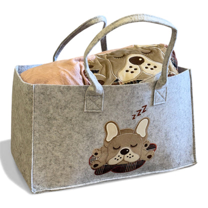 Plaid Lucy Ricamato 210x230 con Borsetta in Feltro - Flannel Morbido - Angel's