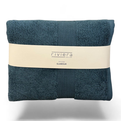 Set Asciugamani Viso e Ospite Riviera Glamour in Spugna di Cotone 600 g/m2