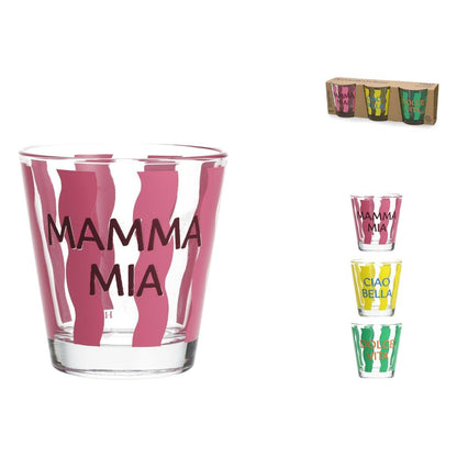 Set 3 Bicchieri H&H Mammy in Vetro Decorato 25 cl