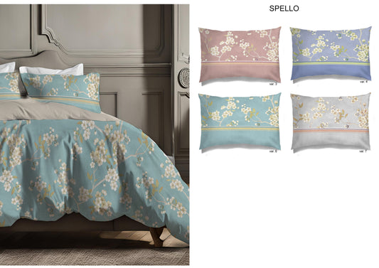 Lenzuola Matrimoniale Imberti Living Spello Celeste 100% Cotone
