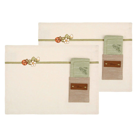 Set 2 tovagliette Thun con tasca e tovagliolo Country Bloom
