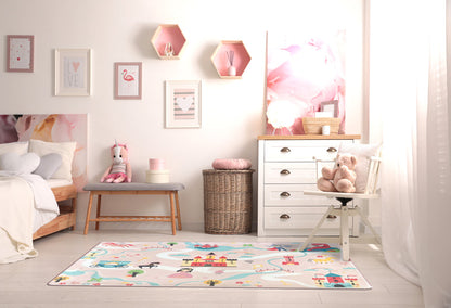 Tappeto Cameretta Bambina 120x160 cm Principesse e Castelli - Antiscivolo e Morbido