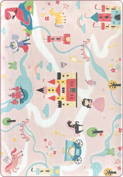 Tappeto Cameretta Bambina 120x160 cm Principesse e Castelli - Antiscivolo e Morbido