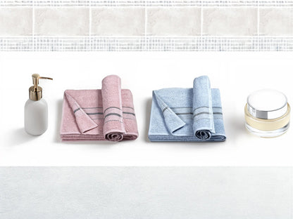 Set Asciugamani 3+3 in Spugna 100&% Cotone Vingi Boston