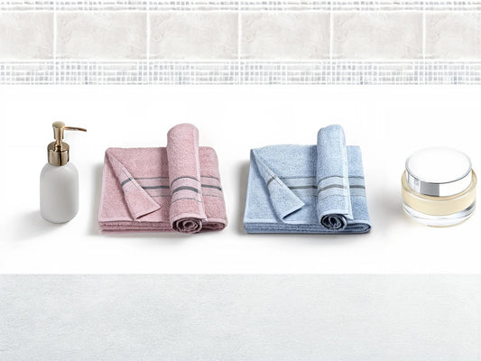 Set Asciugamani 3+3 in Spugna 100&% Cotone Vingi Boston