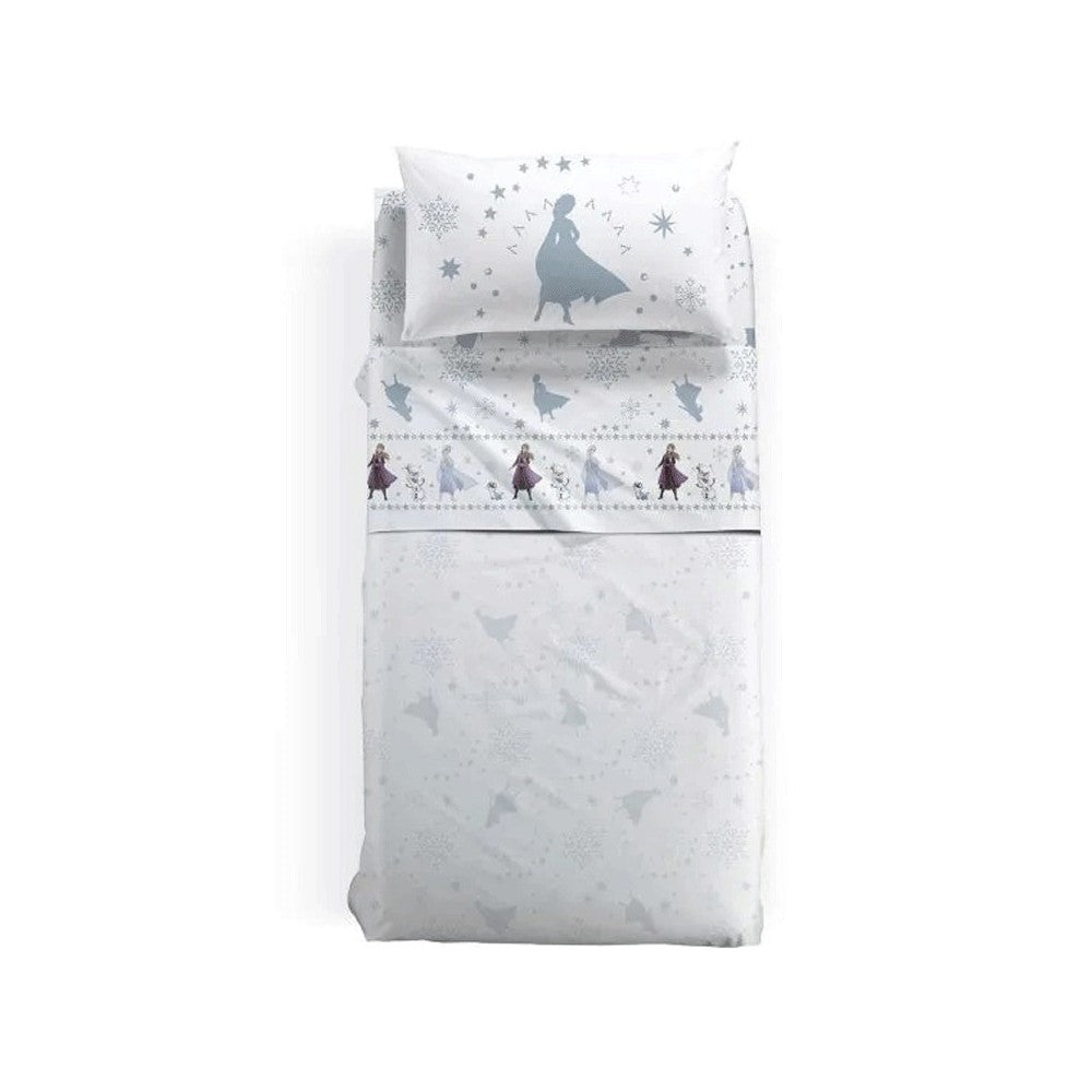 Completo Lenzuola Singolo Disney Frozen Elsa e Anna in Cotone 100% Caleffi