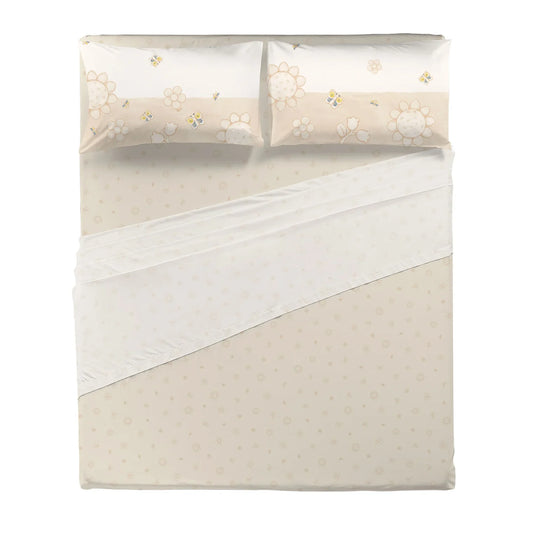 THUN Completo Matrimoniale in Cotone Elegance Beige