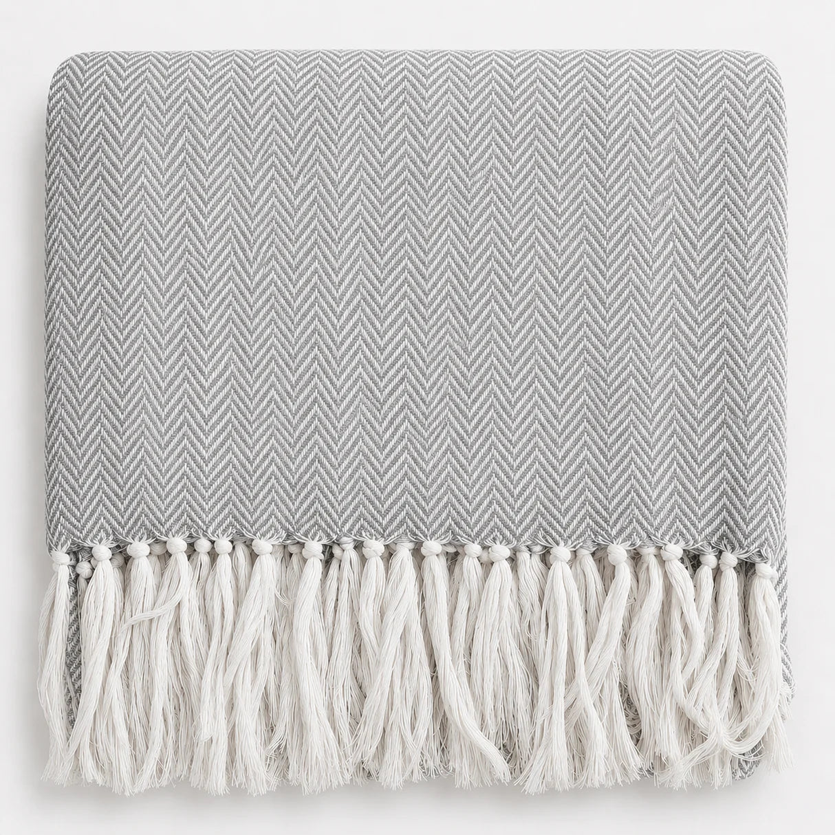 Copriletto Matrimoniale | Copridivano Chevron Laura Blasi 260x260 cm con Frange