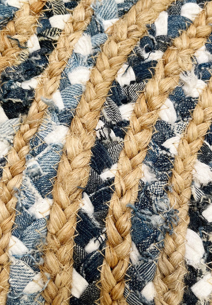 Tappeto Rotondo in Juta e Cotone Intrecciato a Mano ø110 Modello Juta 574