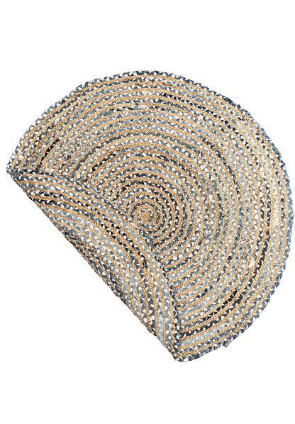 Tappeto Rotondo in Juta e Cotone Intrecciato a Mano ø110 Modello Juta 574