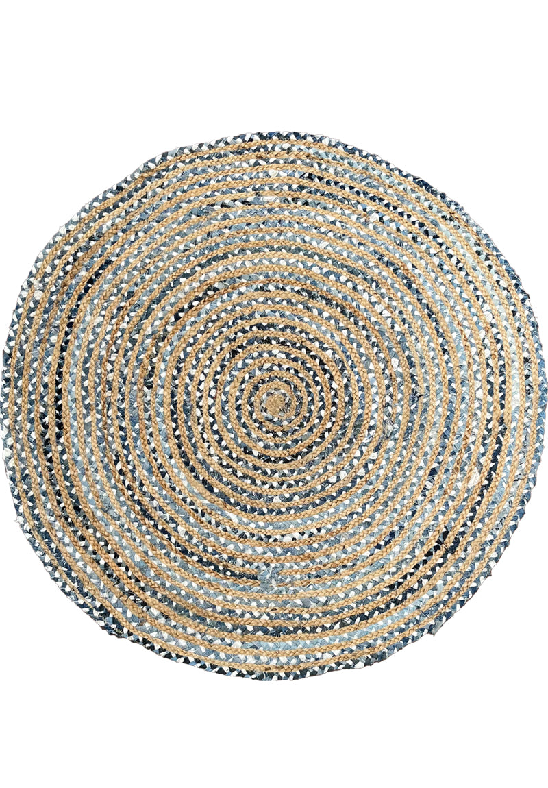 Tappeto Rotondo in Juta e Cotone Intrecciato a Mano ø110 Modello Juta 574