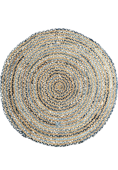 Tappeto Rotondo in Juta e Cotone Intrecciato a Mano ø110 Modello Juta 574