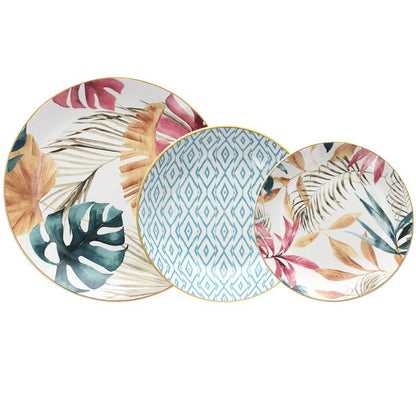 Servizio Piatti 18 Pezzi  Tropical Rosè Tognana Porcellana Multicolor