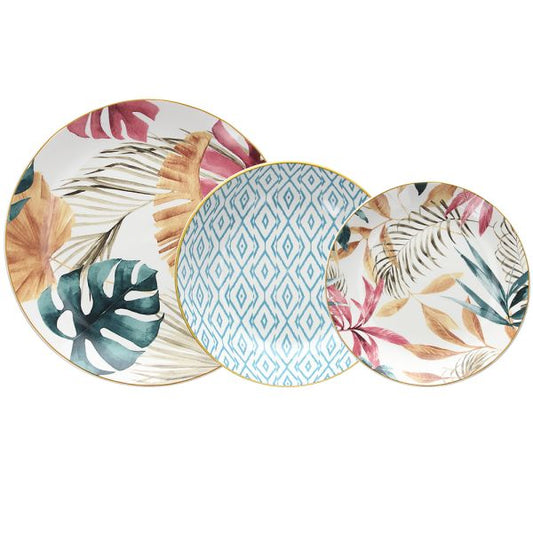 Servizio Piatti 18 Pezzi  Tropical Rosè Tognana Porcellana Multicolor
