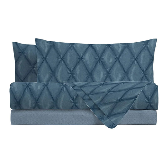 Lenzuola Matrimoniali Thun Plume Blue | 100% Cotone