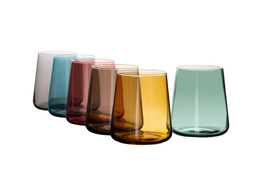 Set 6 Bicchieri Acqua in Vetro 38cl Jolanè Multicolor